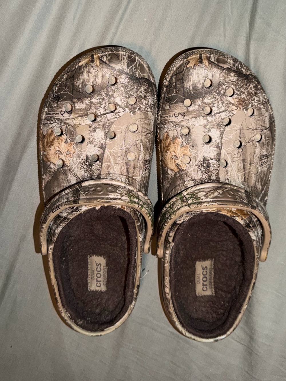 CROCS Mens Lined Clog in Brown Camo Print